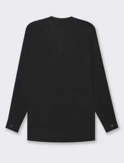 Piazza Italia Camicia in viscosa manica lunga risvoltabile tramite alette - Nero Best Sale