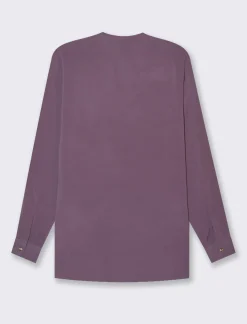 Piazza Italia Camicia in viscosa manica lunga risvoltabile tramite alette - malva Viola Online