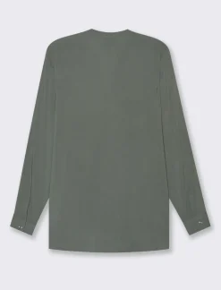 Piazza Italia Camicia in viscosa manica lunga risvoltabile tramite alette - foresta Verde Clearance