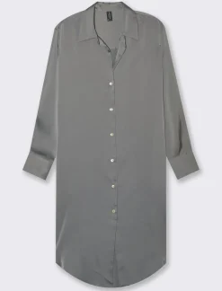 Piazza Italia Camicia lunga in tessuto di raso morbido sulla spalla - piombo Grigio Fashion