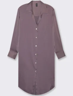 Piazza Italia Camicia lunga in tessuto di raso morbido sulla spalla - malva Viola Best Sale