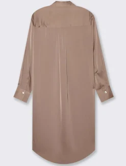 Piazza Italia Camicia lunga in tessuto di raso morbido sulla spalla - castoro Grigio New