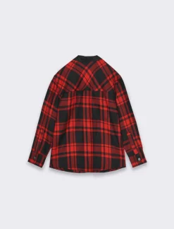 Piazza Italia Camicia madras in flanella da bambino con tasche e abbottonatura frontale - Rosso Shop