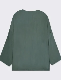 Piazza Italia Camicia manica lunga con nodo e colletto alla coreana - salvia Verde Best Sale