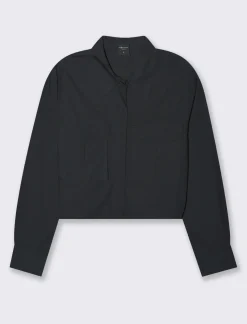 Piazza Italia Camicia manica lunga cropped con tasche a toppe - Nero Shop