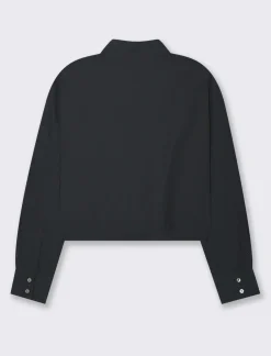 Piazza Italia Camicia manica lunga cropped con tasche a toppe - Nero Shop