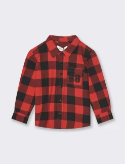 Piazza Italia Camicia manica lunga in flanella, con bottoncini e ricamo sul taschino - Rosso Best Sale