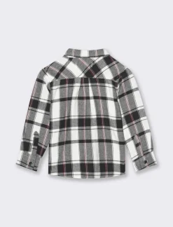 Piazza Italia Camicia manica lunga in flanella, con bottoncini e ricamo sul taschino - panna Bianco Clearance