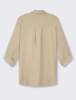 Piazza Italia Camicia manica lunga in tessuto fluido con spalla scesa e alette sulla manica - Beige corda Marrone Sale