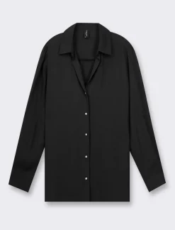 Piazza Italia Camicia manica lunga vestibilità morbida e manica con alette risvoltabile - Nero Flash Sale