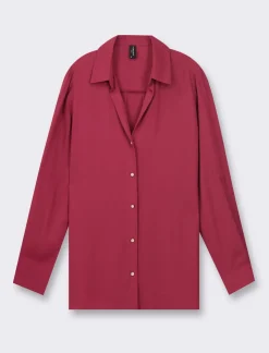 Piazza Italia Camicia manica lunga vestibilità morbida e manica con alette risvoltabile - india Rosso Cheap