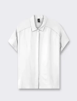 Piazza Italia Camicia mezza manica con abbottonatura sul davanti e arriccio su spalla - latte Bianco Online