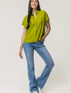 Piazza Italia Camicia mezza manica con abbottonatura sul davanti e arriccio su spalla - pistacchio Verde Hot