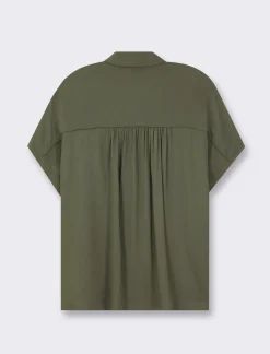 Piazza Italia Camicia mezza manica con abbottonatura sul davanti e arriccio su spalla - Ve.milit. Verde Hot