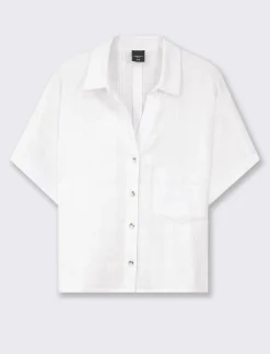 Piazza Italia Camicia mezza manica in cotone con tasca applicata - Bianco Clearance