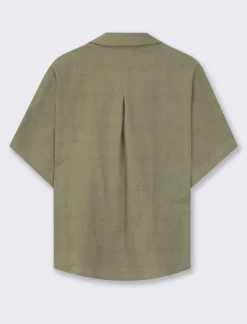 Piazza Italia Camicia mezza manica in cotone con tasca applicata - Kaky 1 Verde Flash Sale