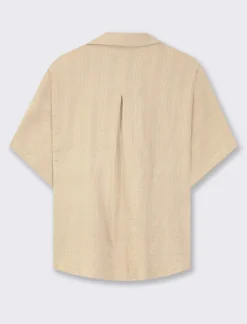 Piazza Italia Camicia mezza manica in cotone con tasca applicata - Beige corda Marrone Cheap