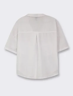 Piazza Italia Camicia mezza manica scollo a V e tasche applicate - Bianco Discount