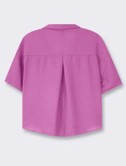 Piazza Italia Camicia mezza manica scollo a V e tasche applicate - Viola Sale