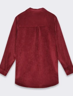 Piazza Italia Camicia mnica lunga a coste con tessuto effetto velluto - Vinaccia Rosso Flash Sale