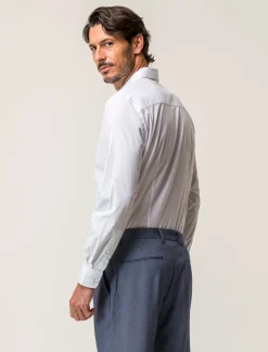 Piazza Italia Camicia realizzata in tessuto di cotone elasticizzato con collo francese e maniche lunghe - Bianco Clearance