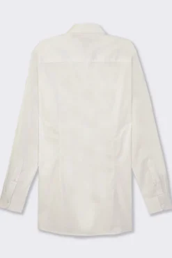 Piazza Italia Camicia realizzata in tessuto di cotone elasticizzato con collo francese e maniche lunghe - Bianco Clearance