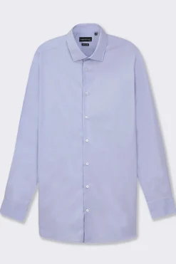 Piazza Italia Camicia realizzata in tessuto di cotone elasticizzato con collo francese e maniche lunghe - Celeste Azzurro Store