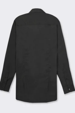 Piazza Italia Camicia realizzata in tessuto di cotone elasticizzato con collo francese e maniche lunghe - Nero Sale