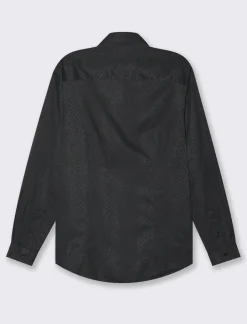 Piazza Italia Camicia regular fit con fantasia ad intarsio - Nero Best Sale