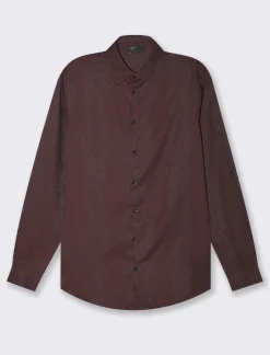 Piazza Italia Camicia regular fit con fantasia ad intarsio - Bordeaux Rosso Clearance