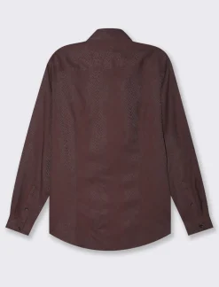 Piazza Italia Camicia regular fit con fantasia ad intarsio - Bordeaux Rosso Clearance