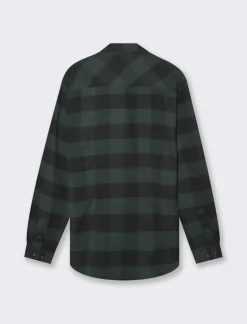 Piazza Italia Camicia regular fit in tessuto flanella collo italiano - scuro Verde Clearance