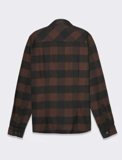 Piazza Italia Camicia regular fit in tessuto flanella collo italiano - Moro Marrone Online