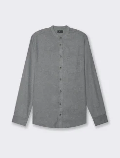 Piazza Italia Camicia regular fit in tessuto flanella collo coreano - Blu Shop