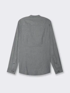 Piazza Italia Camicia regular fit in tessuto flanella collo coreano - Blu Shop