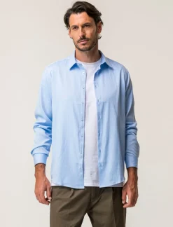 Piazza Italia Camicia regular fit in tessuto oxford misto cotone - Celeste Azzurro Sale