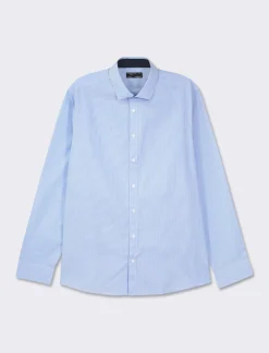Piazza Italia Camicia regular fit in tessuto di misto cotone easy iron con collo francese e maniche lunghe - Celeste Azzurro Online