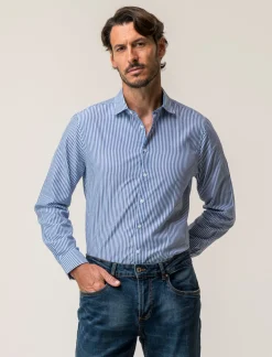 Piazza Italia Camicia regular fit in tessuto di misto cotone easy iron con collo francese e maniche lunghe - ette Blu Fashion