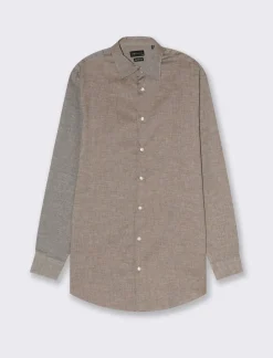 Piazza Italia Camicia regular fit realizzata in tessuto diagonale di puro cotone - Grigio Hot