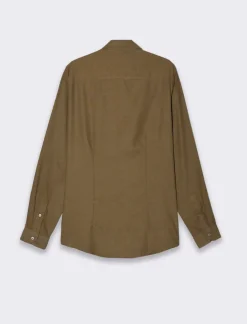 Piazza Italia Camicia regular fit realizzata in tessuto flanella di misto cotone - kaki Verde Discount