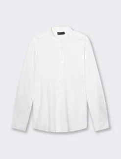 Piazza Italia Camicia regular fit realizzata in tessuto jersey slub in puro cotone con collo coreano e maniche lun - Bianco Online