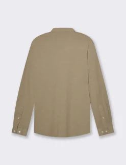 Piazza Italia Camicia regular fit realizzata in tessuto jersey slub in puro cotone con collo coreano e maniche lun - tortora Grigio Store