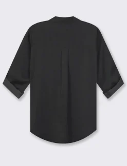 Piazza Italia Camicia scollo a V con manica lunga risvoltabile con alette - Nero Store