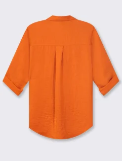 Piazza Italia Camicia scollo a V con manica lunga risvoltabile con alette - Arancio Arancione Cheap