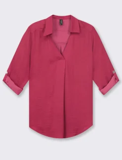 Piazza Italia Camicia scollo a V con manica lunga risvoltabile con alette - india Rosso Cheap