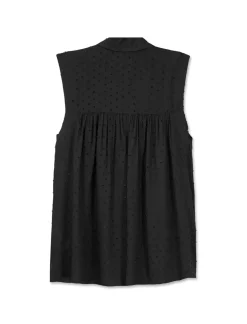 Piazza Italia Camicia smanicata in viscosa leggera con inserti su spalla - Nero Outlet