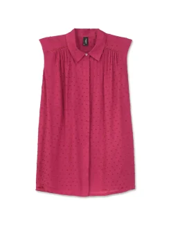 Piazza Italia Camicia smanicata in viscosa leggera con inserti su spalla - india Rosso Shop