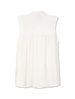 Piazza Italia Camicia smanicata in viscosa leggera con inserti su spalla - latte Bianco Online