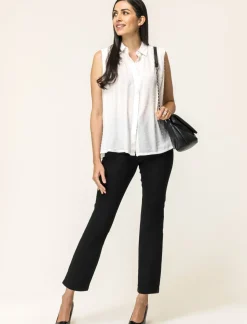 Piazza Italia Camicia smanicata in viscosa leggera con inserti su spalla - latte Bianco Online