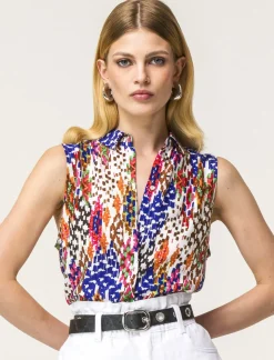 Piazza Italia Camicia smanicata vestibilità regular con bottoni effetto madreperla - var 1 New